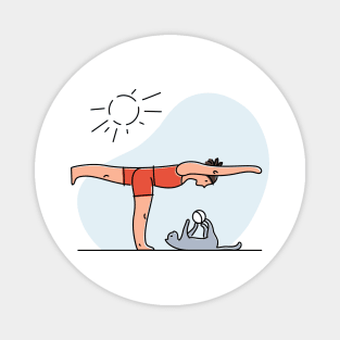 YOGA WITH CAT ILLUSTRATION Magnet